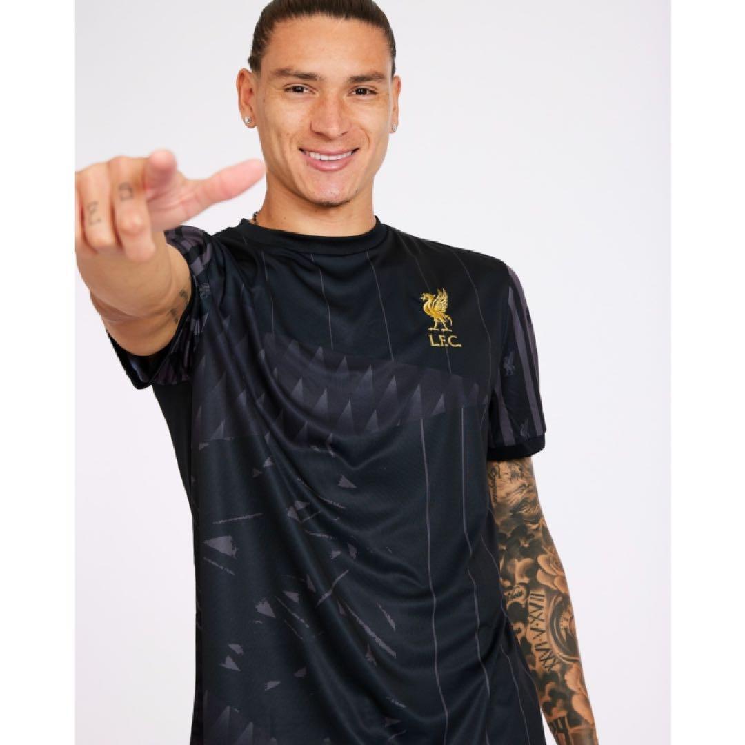 リヴァプール ユニフォーム風ゲームシャツ Tシャツ Liverpool FC 黒