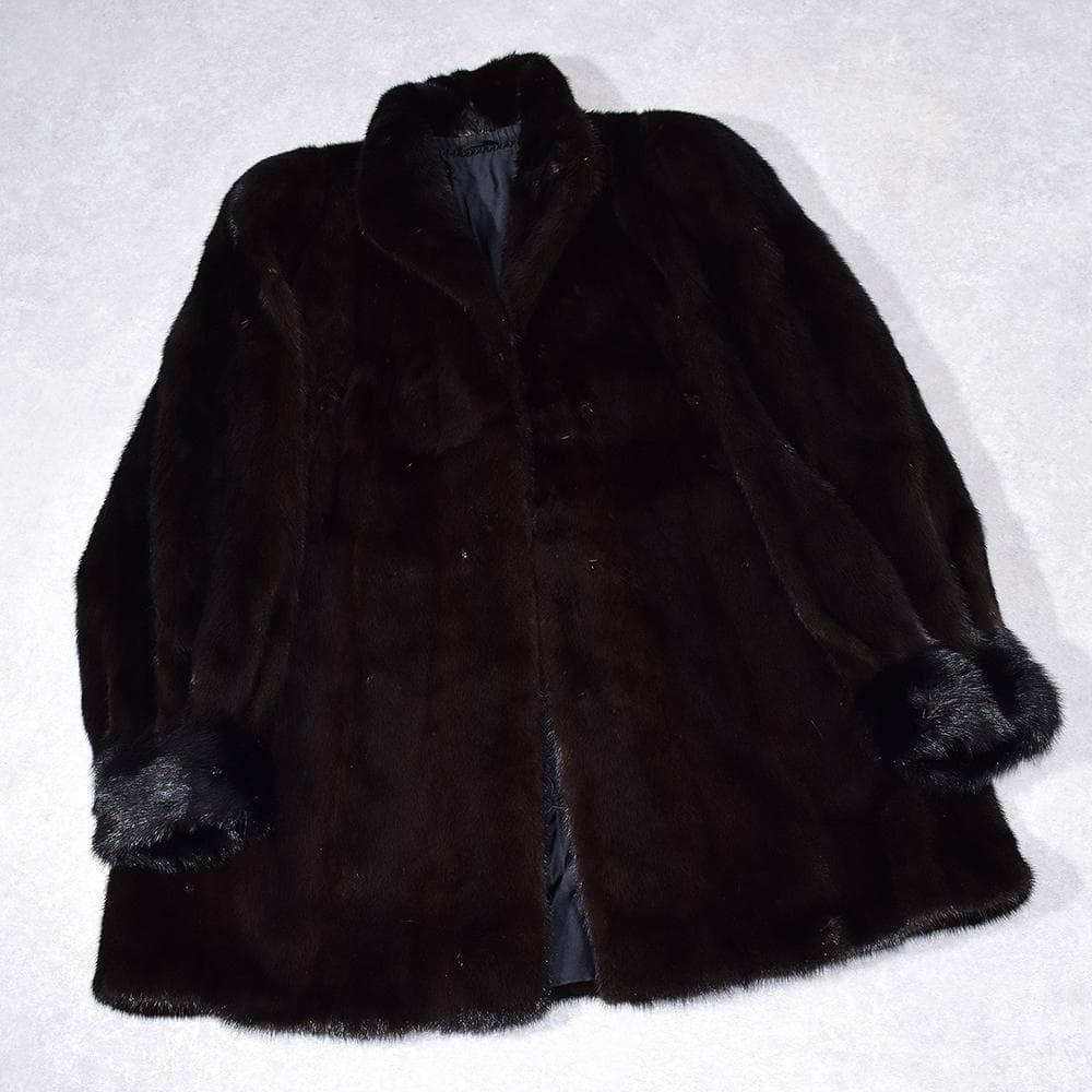 Black Jewel ダークミンク 毛皮コート セミロング 13　着丈80cm
