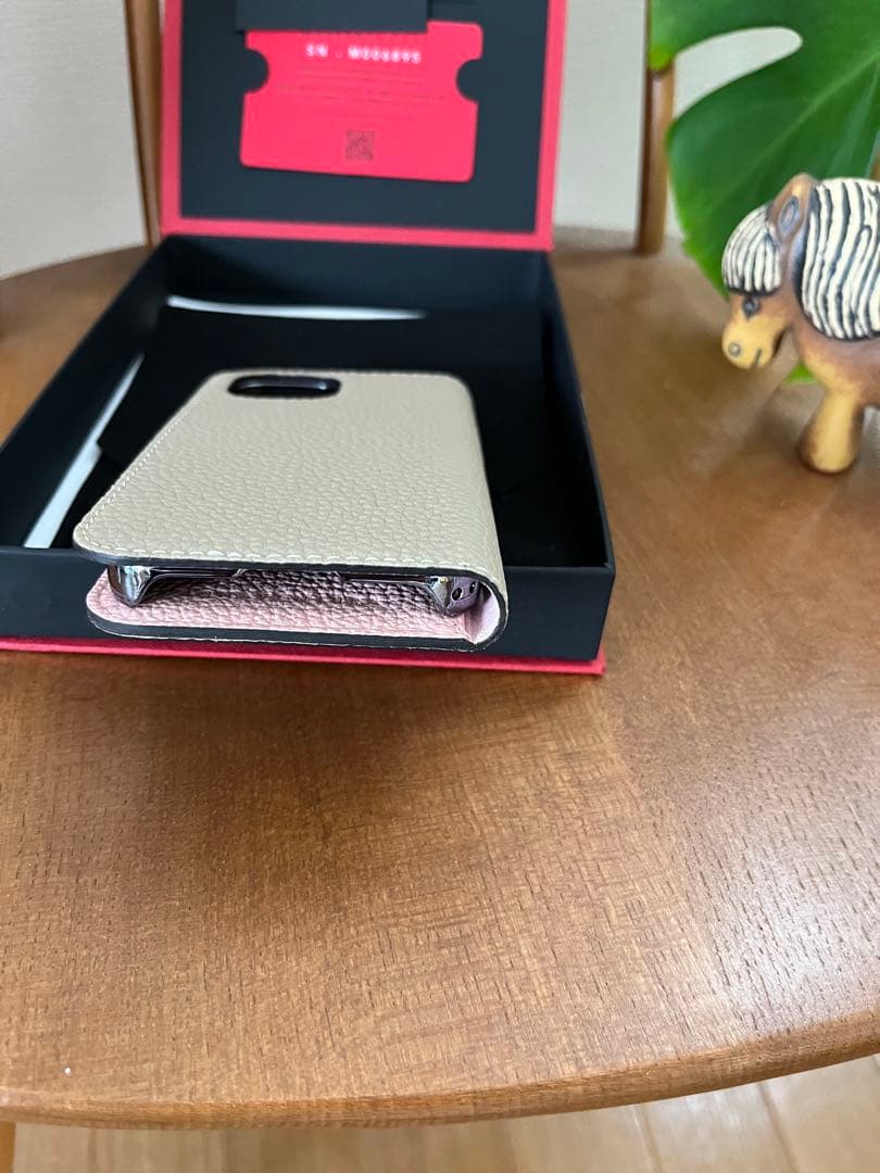 ボナペンチュラ　iPhone 13mini 手帳タイプカバー　ベージュ×ピンク