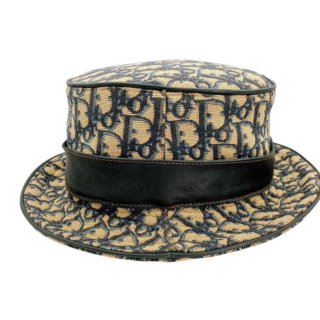 美品✨Dior ディオール　バケットハット　トロッター　総柄　レザー　CDロゴ