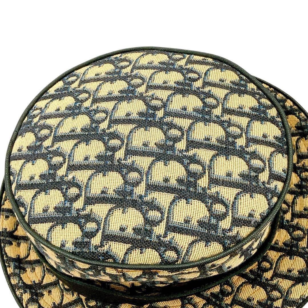 美品✨Dior ディオール　バケットハット　トロッター　総柄　レザー　CDロゴ