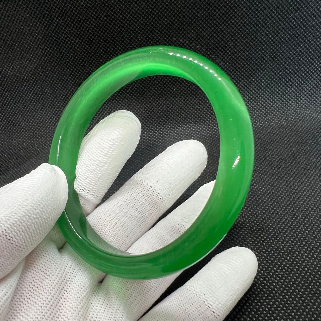 天然高氷種水緑翡翠キャツアイのパワーストーンバングル　番号AB940