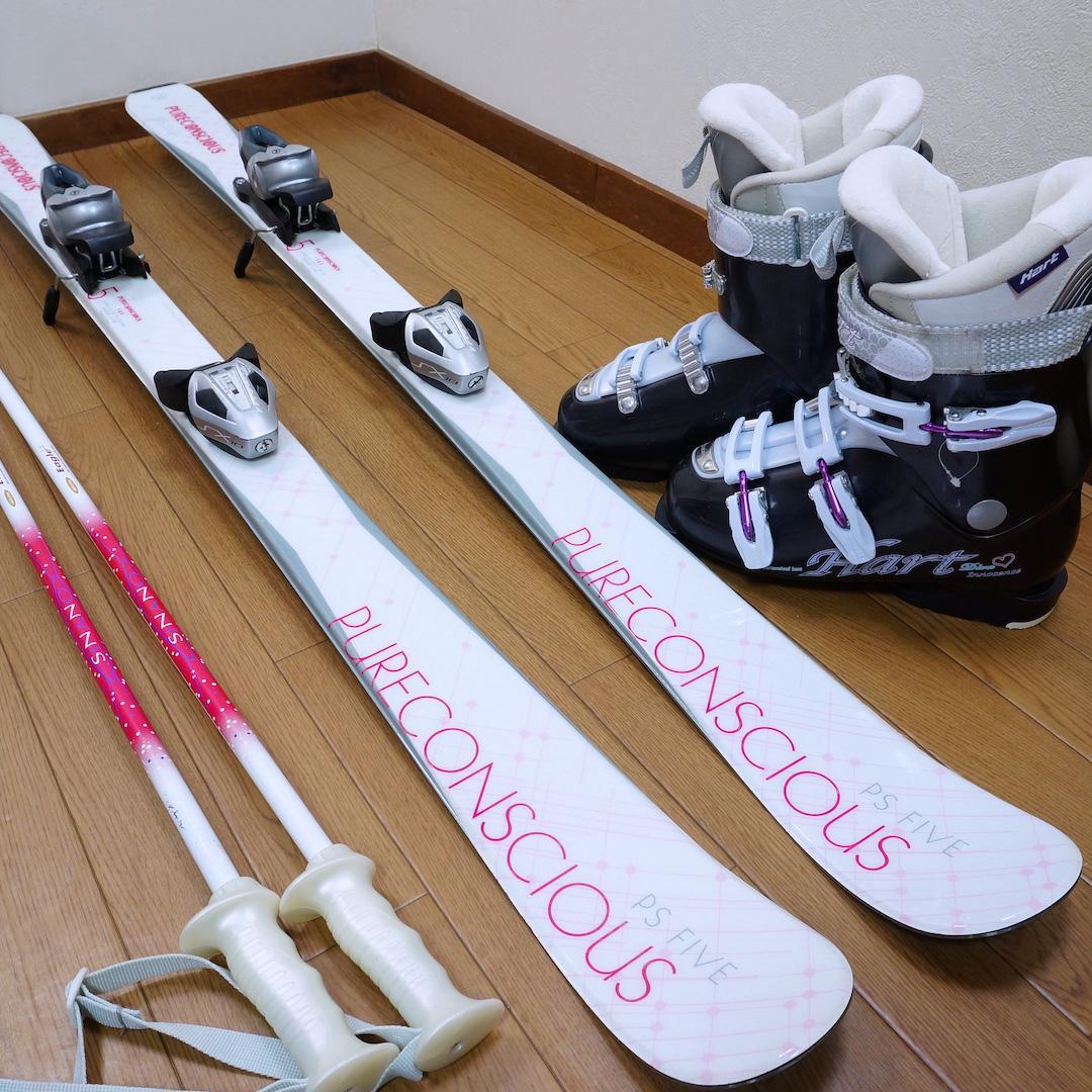 メンテ済 144cm 靴25.5cm PURE CONSCIOUS スキーセット