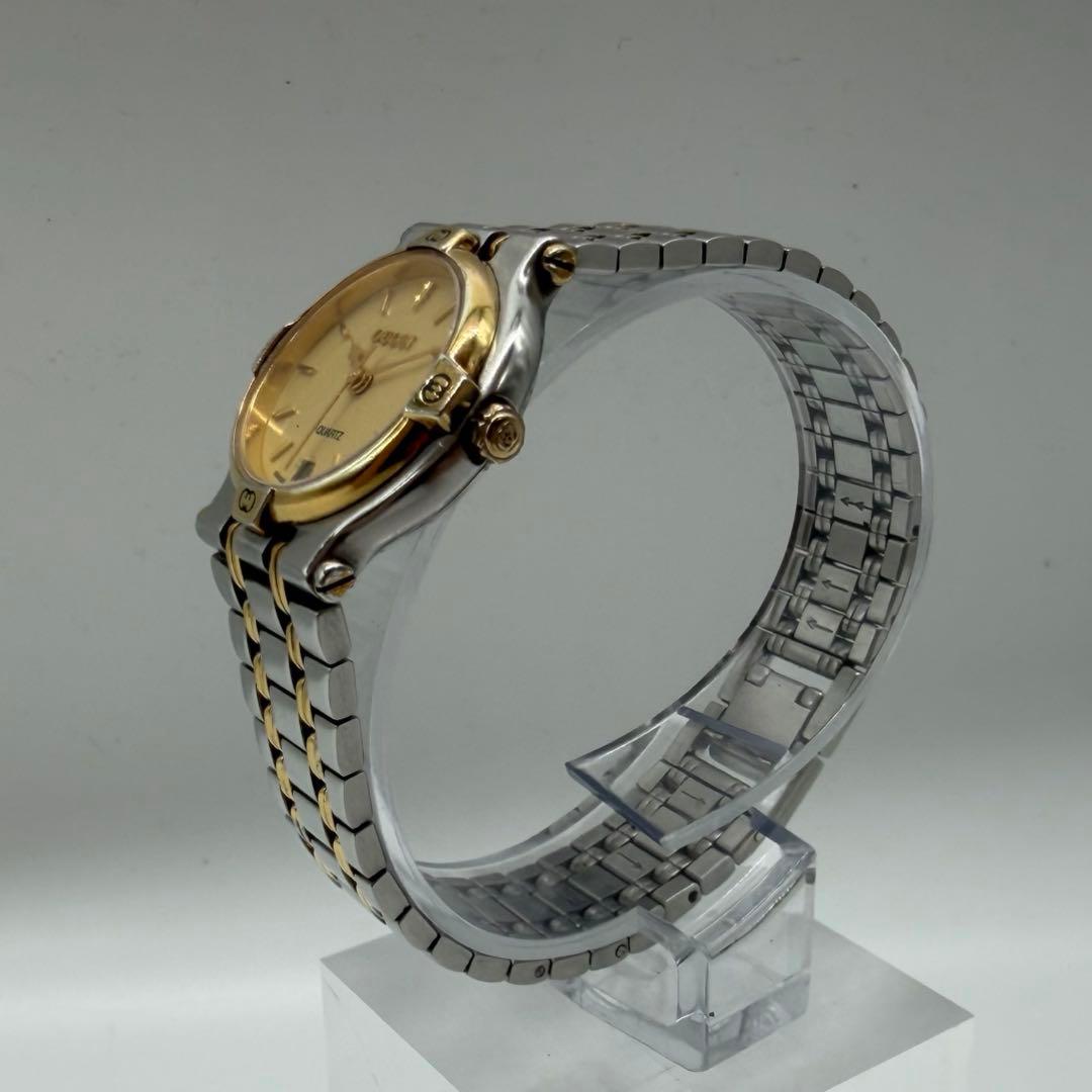 【稼働】グッチ 腕時計 9000L デイト ヴィンテージ コンビ QZ ゴールド