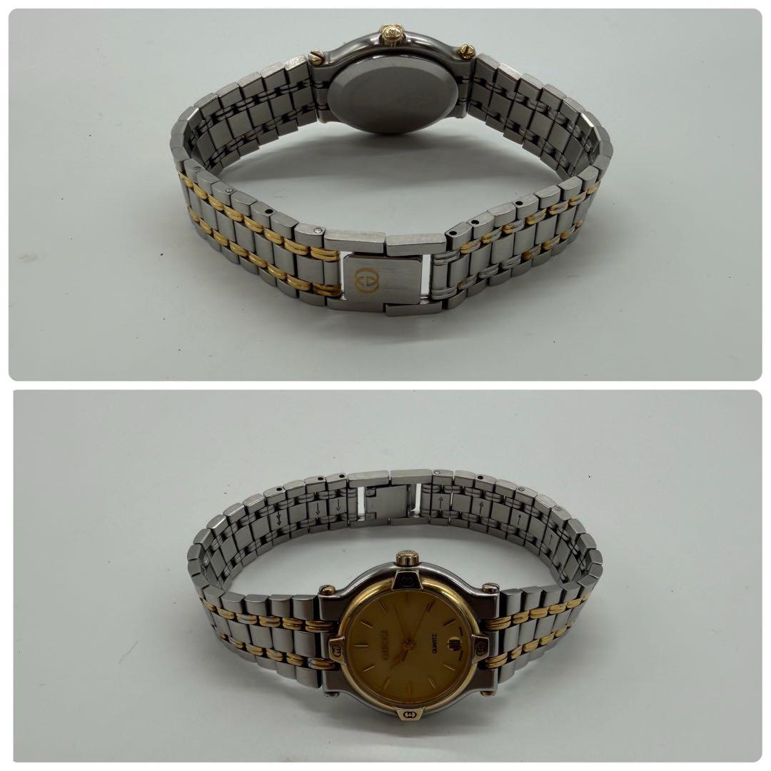 【稼働】グッチ 腕時計 9000L デイト ヴィンテージ コンビ QZ ゴールド