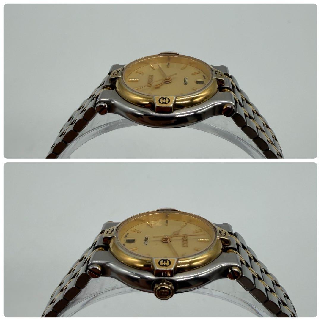 【稼働】グッチ 腕時計 9000L デイト ヴィンテージ コンビ QZ ゴールド