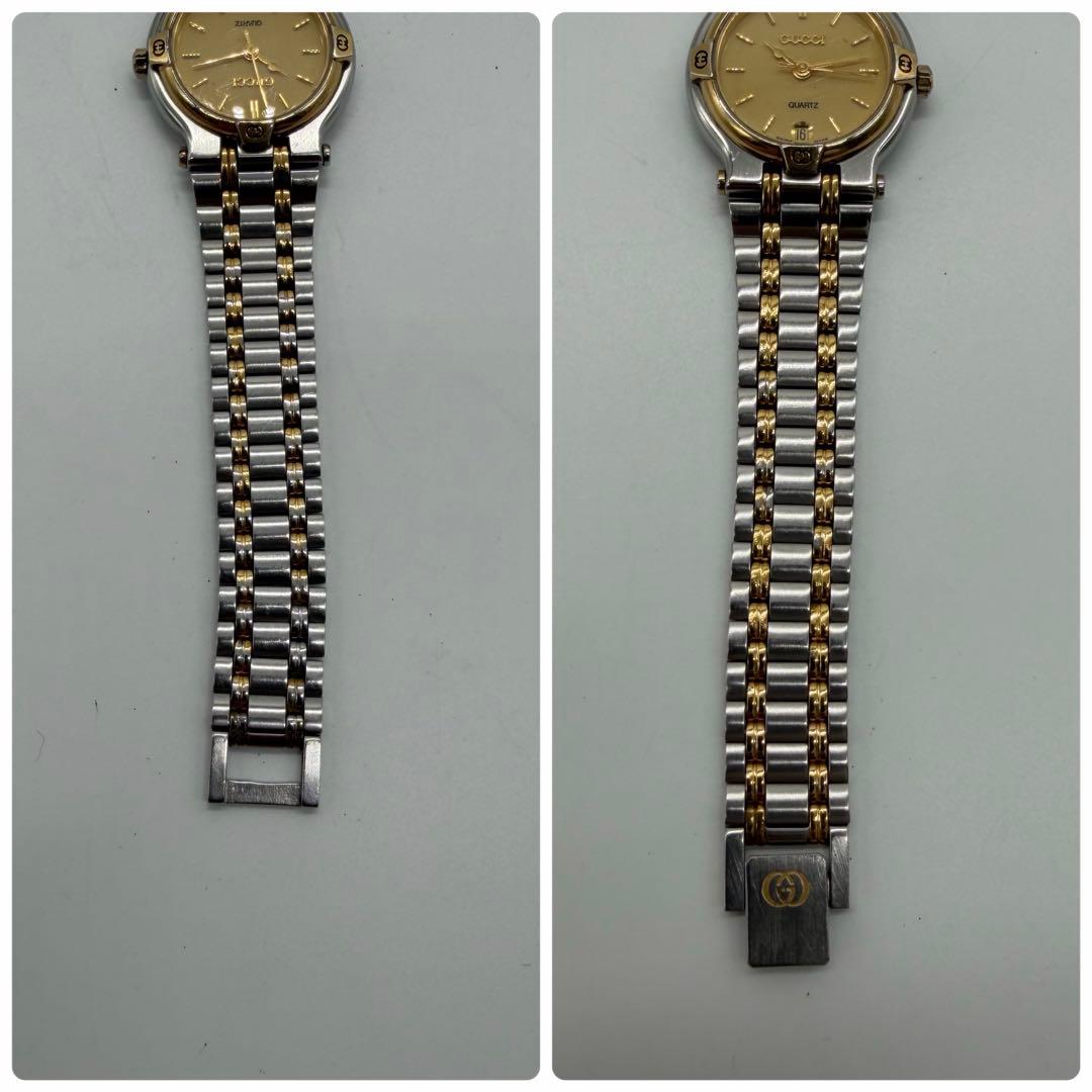 【稼働】グッチ 腕時計 9000L デイト ヴィンテージ コンビ QZ ゴールド