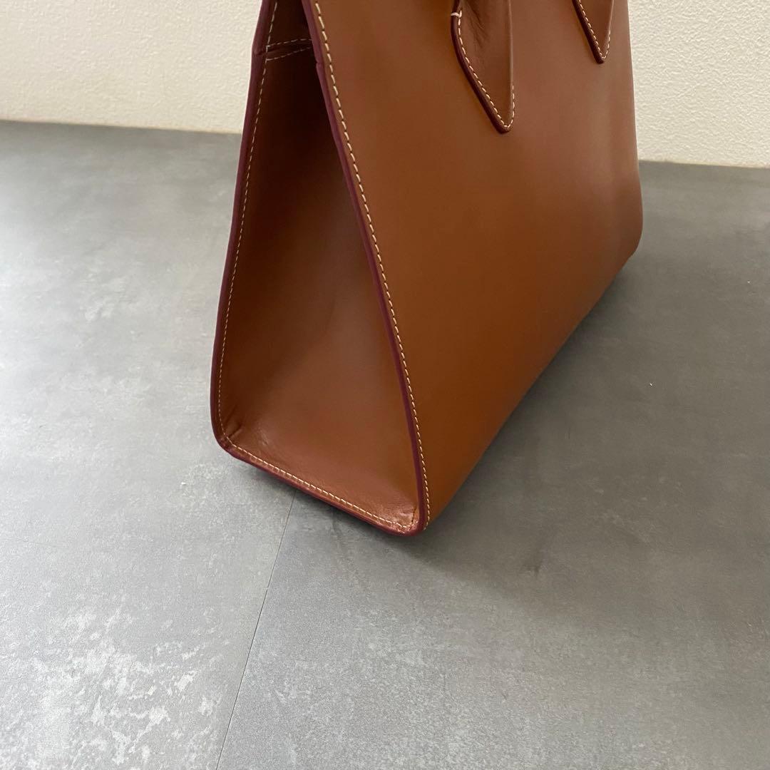 美品 ストラスベリー MIDI tote bag レザー ブラウン