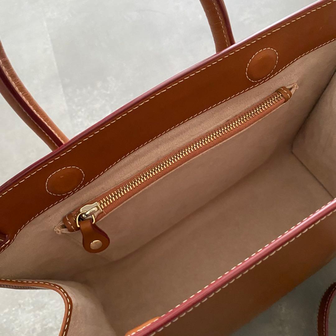 美品 ストラスベリー MIDI tote bag レザー ブラウン