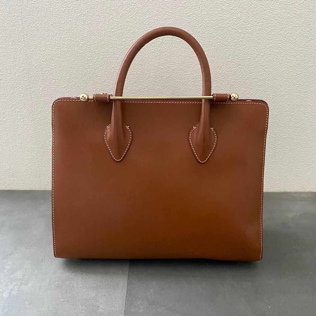 美品 ストラスベリー MIDI tote bag レザー ブラウン