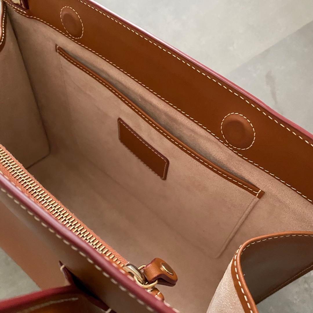 美品 ストラスベリー MIDI tote bag レザー ブラウン