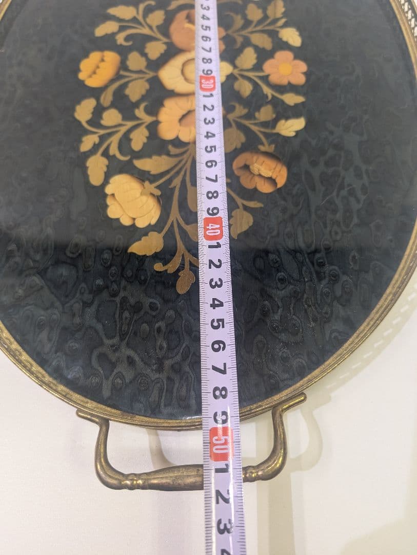 Domain イタリア製トレー 金縁 真鍮 木製 象嵌細工 メープル材 玉杢