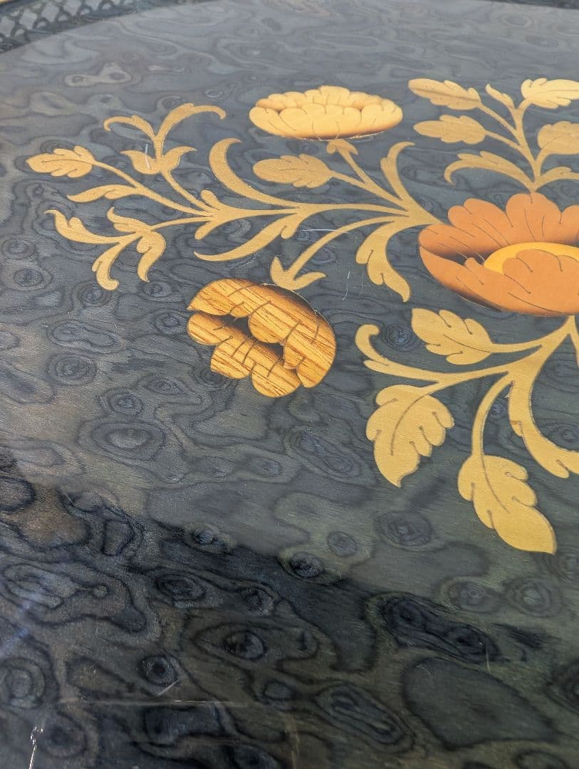 Domain イタリア製トレー 金縁 真鍮 木製 象嵌細工 メープル材 玉杢