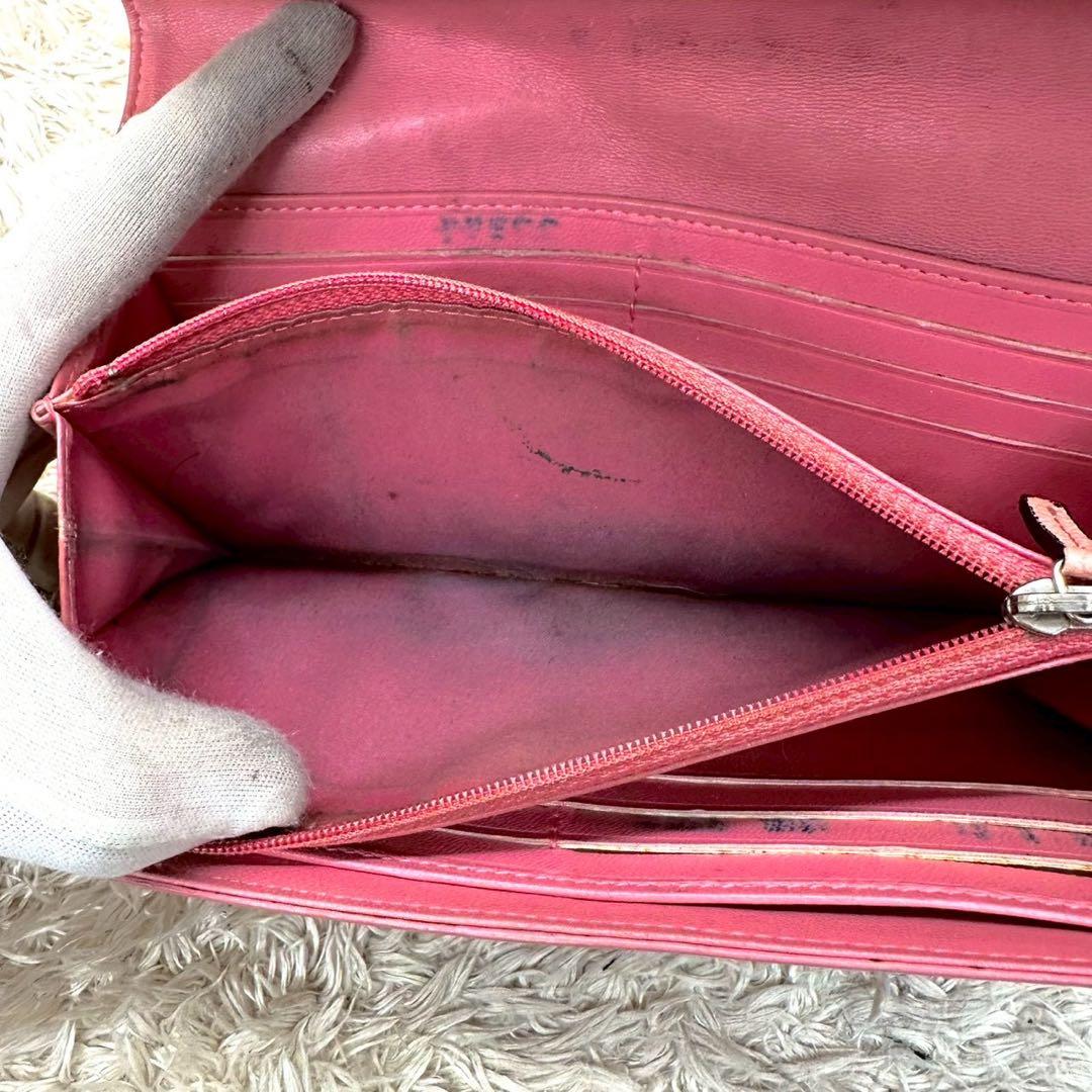【美品】CHANEL カメリア 長財布 ピンク フラップ