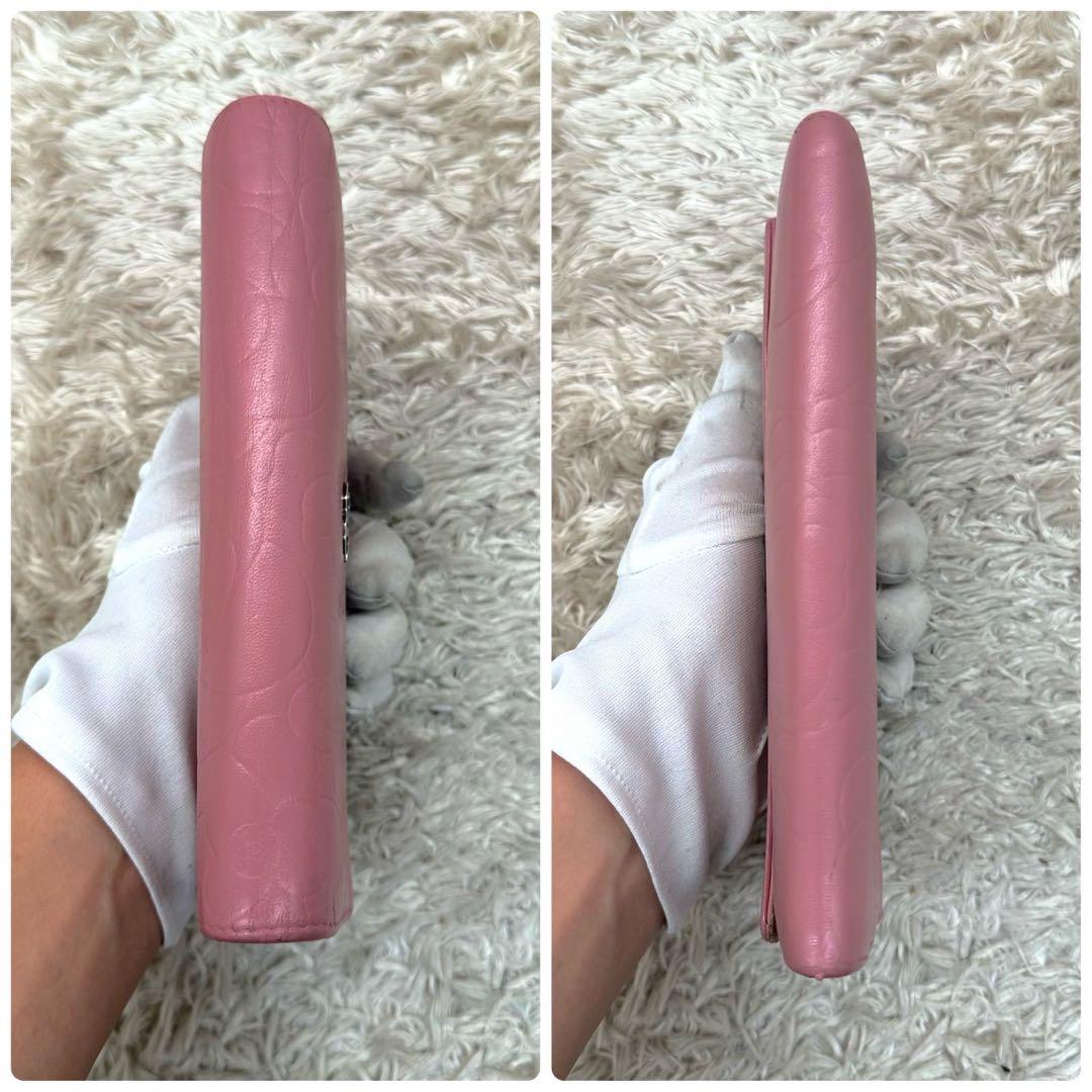 【美品】CHANEL カメリア 長財布 ピンク フラップ