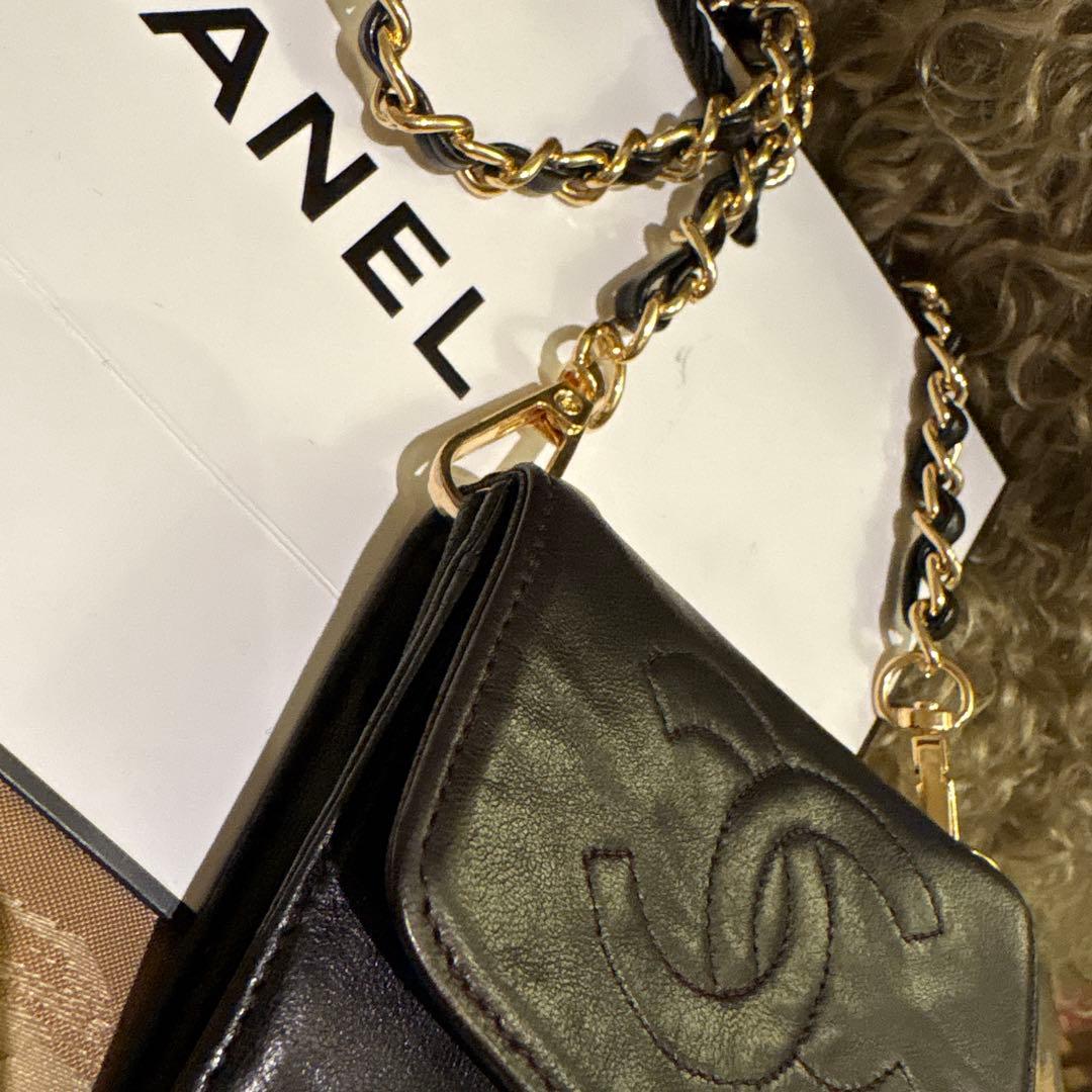 【じゅん】シャネル　レザー /カードケース　財布　チェーンウォレット