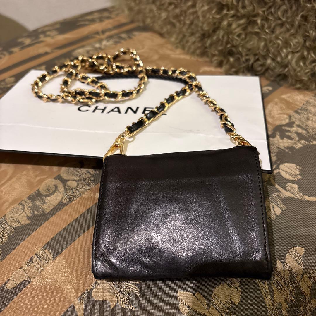 【じゅん】シャネル　レザー /カードケース　財布　チェーンウォレット