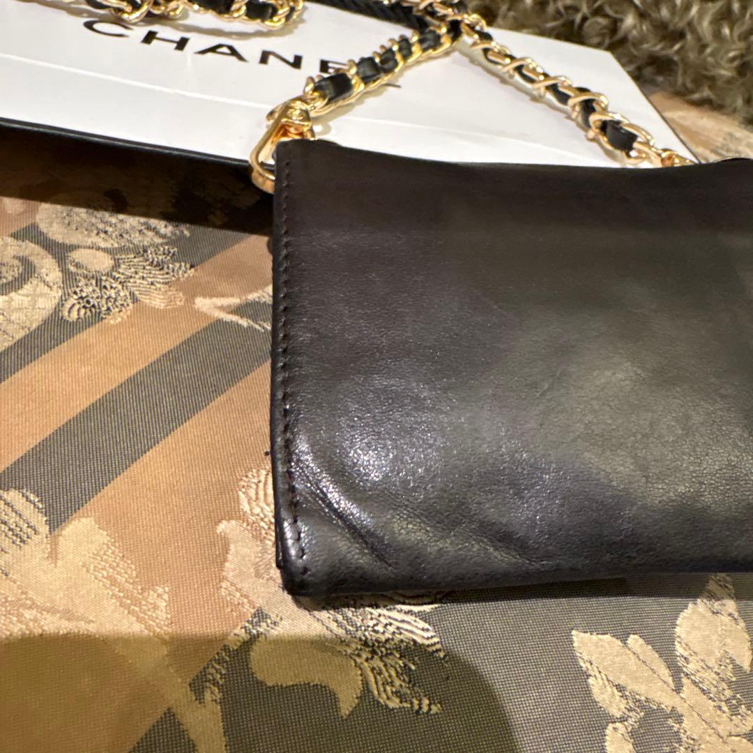 【じゅん】シャネル　レザー /カードケース　財布　チェーンウォレット