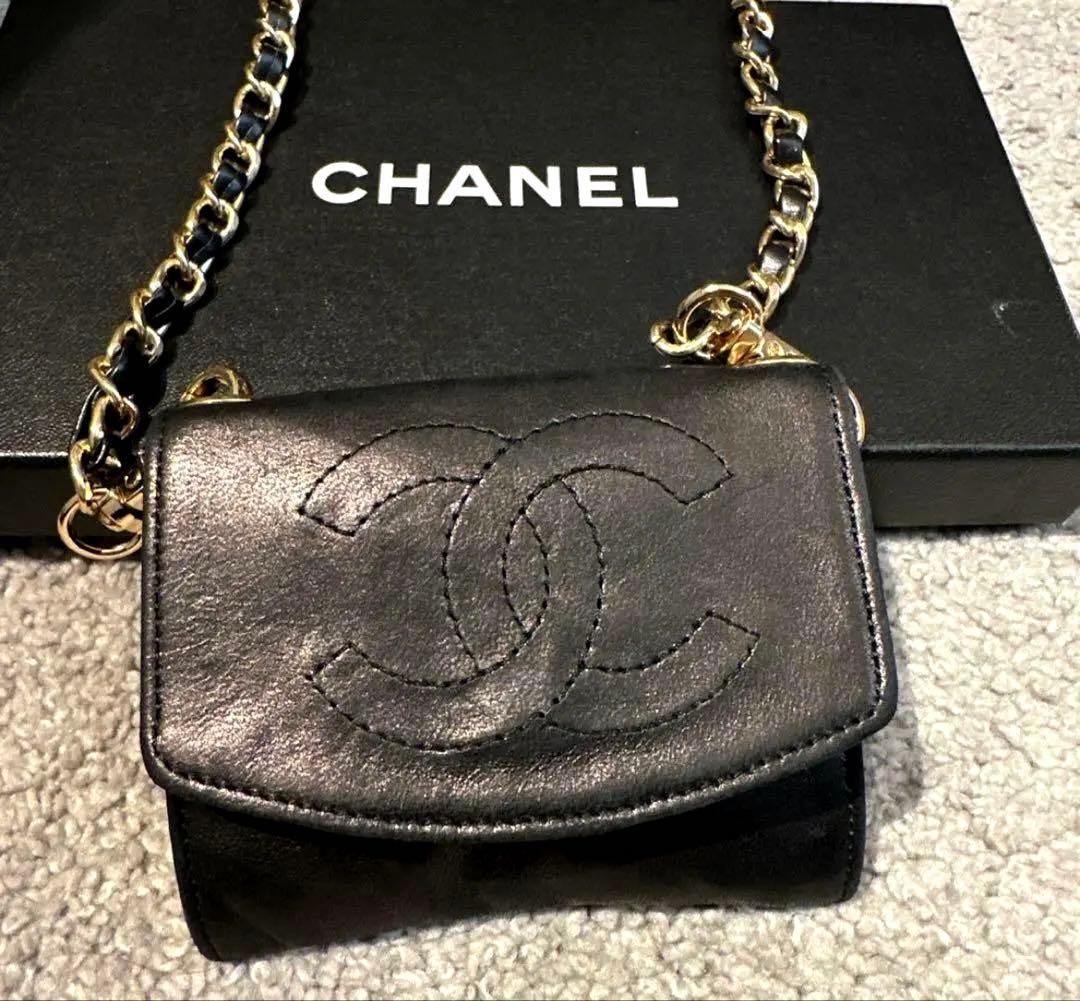 【じゅん】シャネル　レザー /カードケース　財布　チェーンウォレット