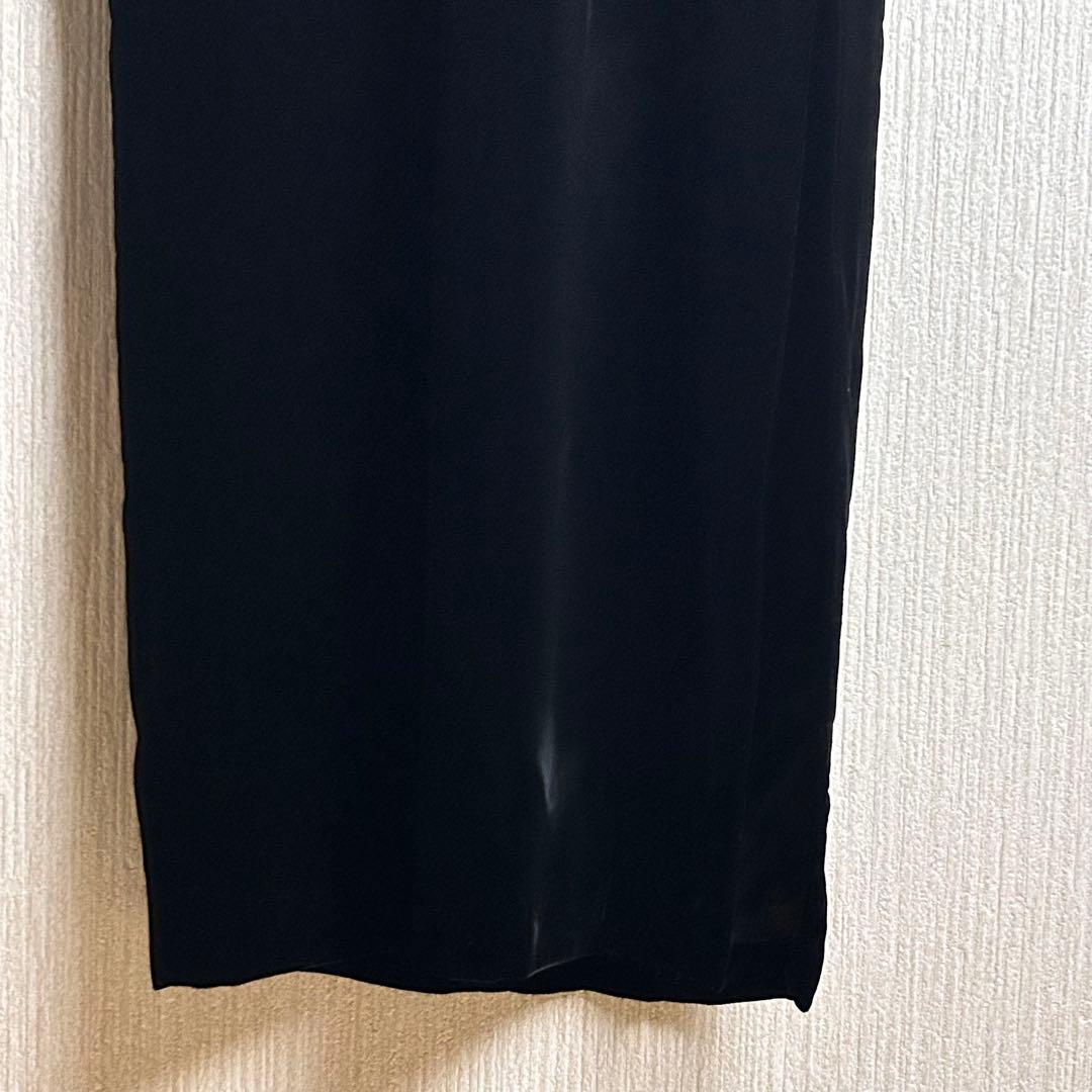 【チャイナドレス】ベルベット×シアー ロングワンピース 黒 日本製