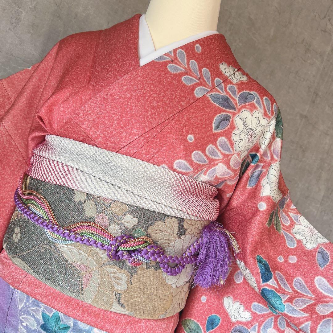 振袖フルセット　辻が花　豪華　ピンク　華やか　グラデーション　正絹　成人式　k1