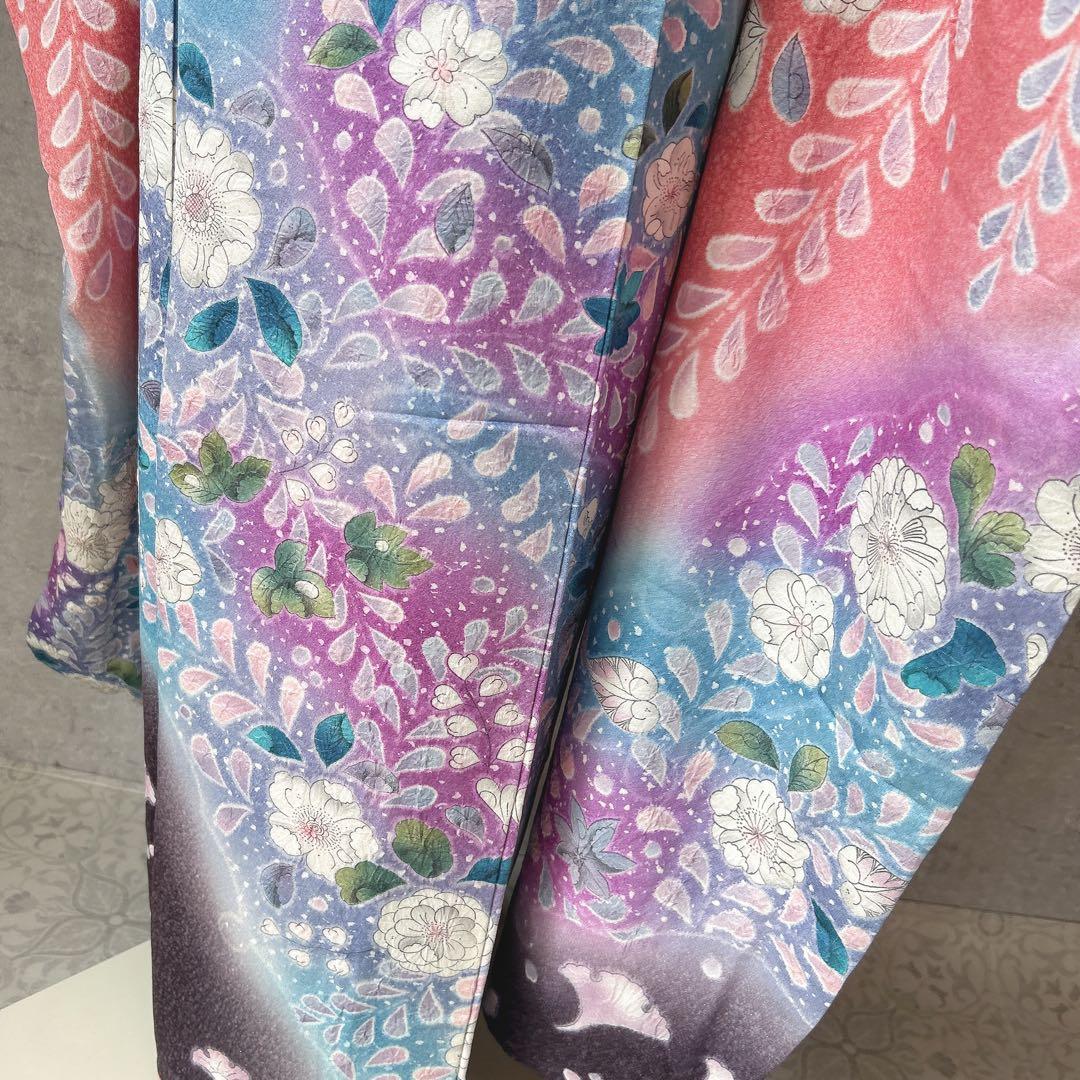 振袖フルセット　辻が花　豪華　ピンク　華やか　グラデーション　正絹　成人式　k1