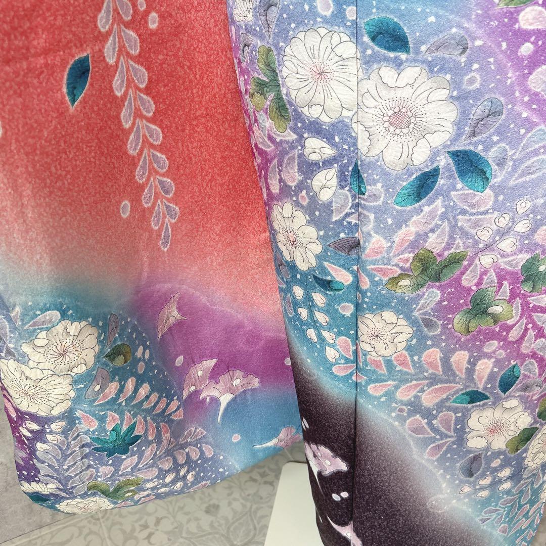 振袖フルセット　辻が花　豪華　ピンク　華やか　グラデーション　正絹　成人式　k1