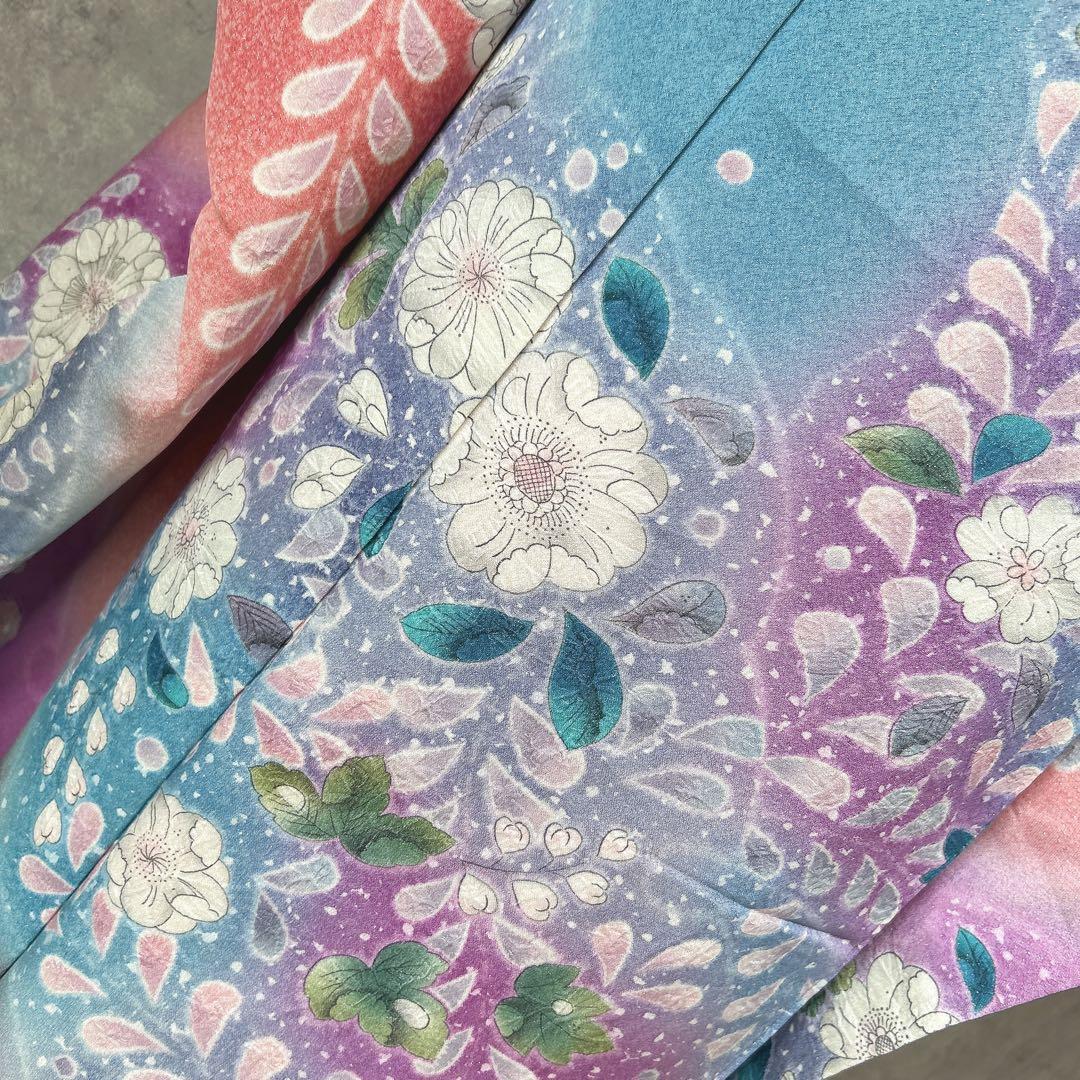 振袖フルセット　辻が花　豪華　ピンク　華やか　グラデーション　正絹　成人式　k1