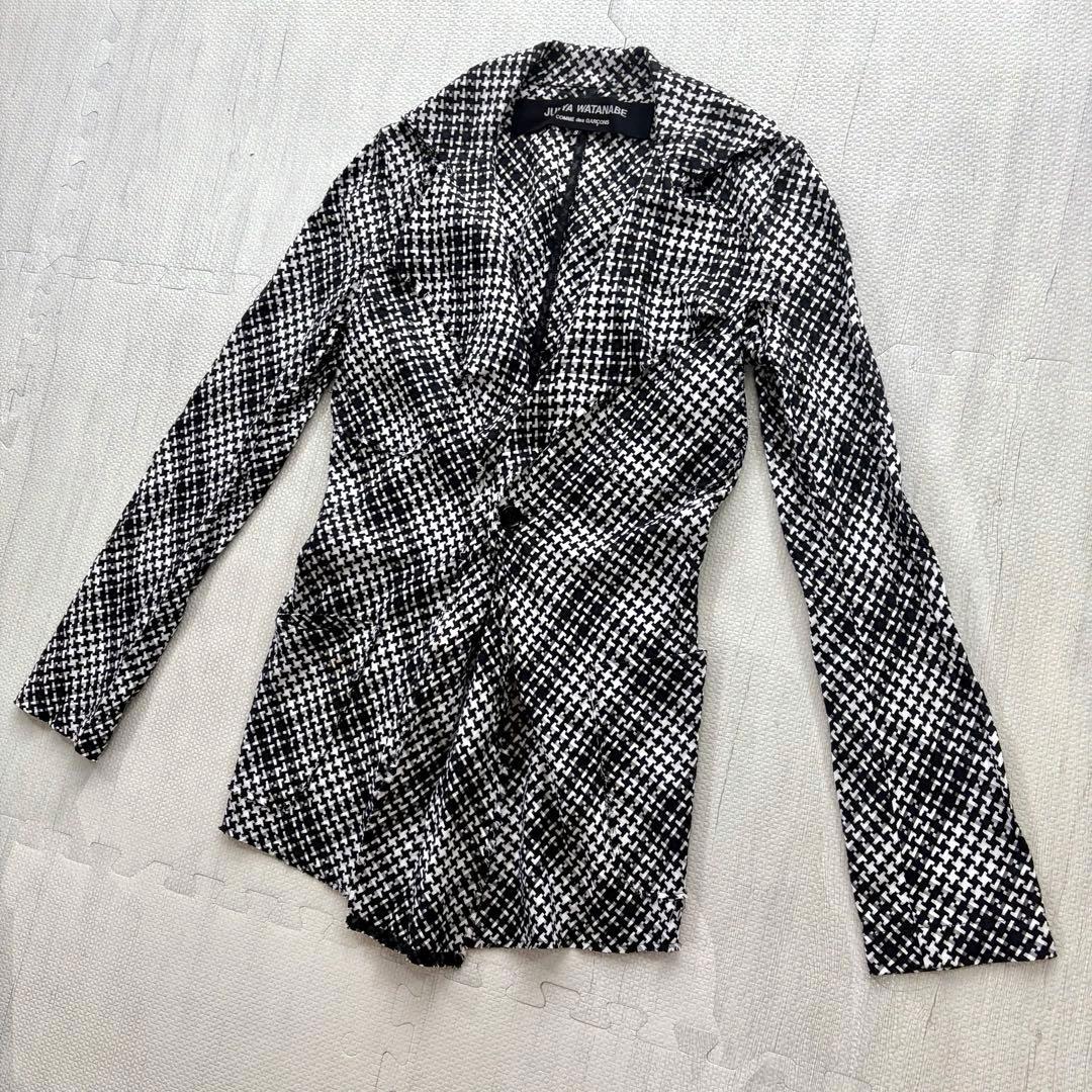 ジュンヤワタナベ コムデギャルソン ジャケット ツイード 総柄 薄手 チェック