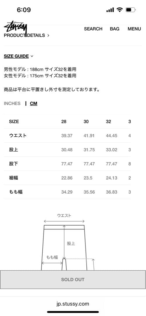 2025AW STUSSY カーゴパンツ サイズ28