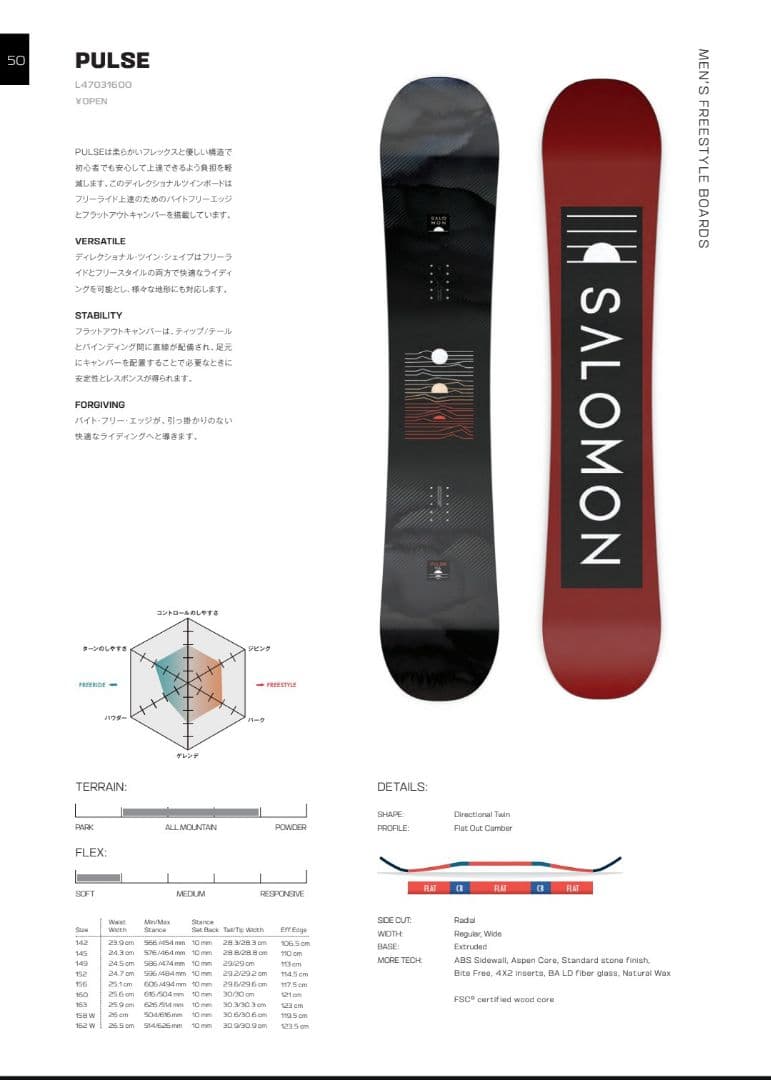 SALOMON PULSE 162W スノーボード　22-23　ワイド