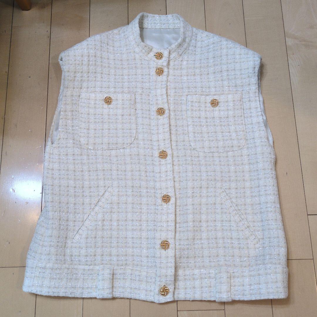 Cygne ツイードジレAbelホワイトSize2