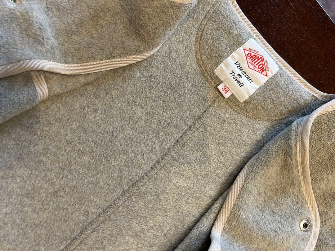 DANTON ノーカラージャケット 34 グレージュ