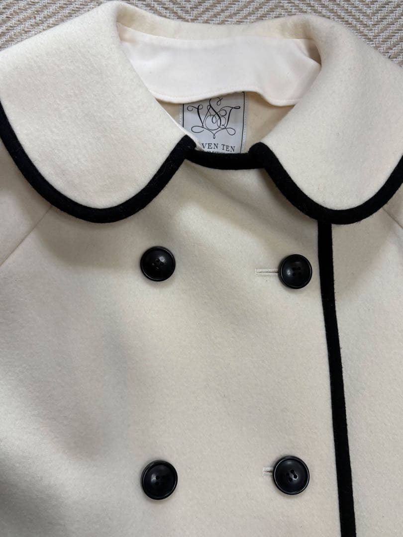 最終セブンテン seventen 美品 ダブルボタ2WAYコートオフホワイト S