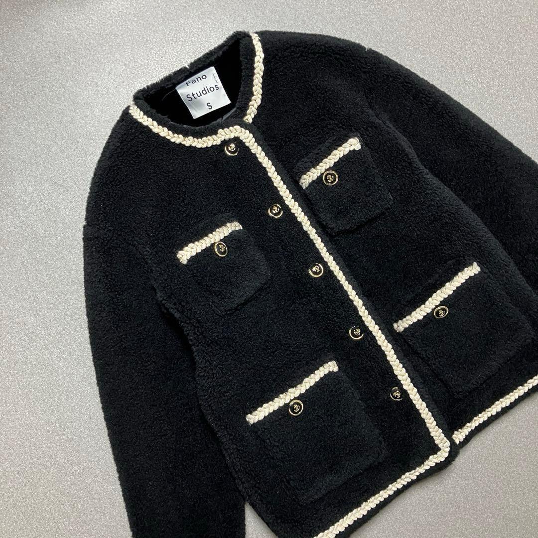 美品✨Fano Studios ノーカラーロープパイピングボアジャケット コート