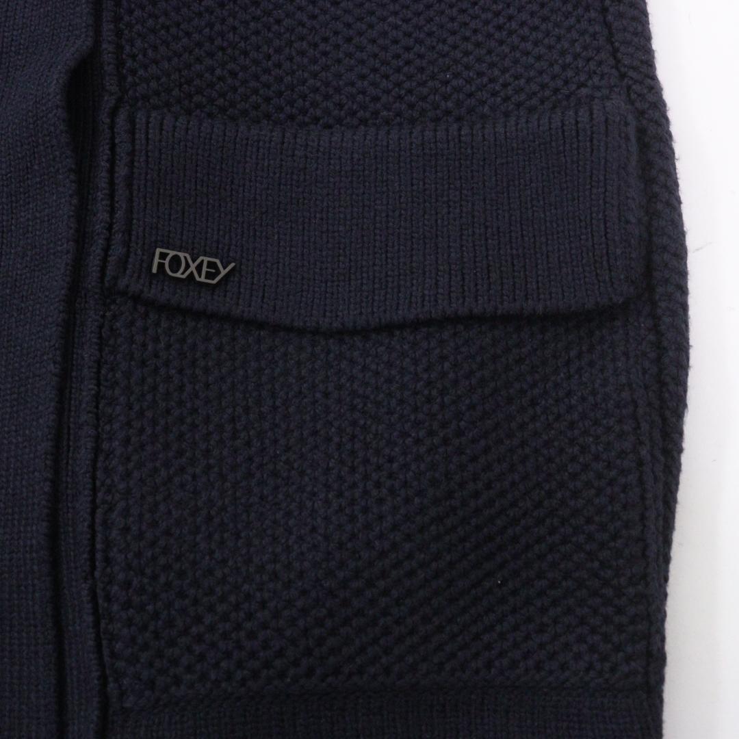 【極美品】FOXEY NEW YORK ニットダブルコート ネイビー 40 L
