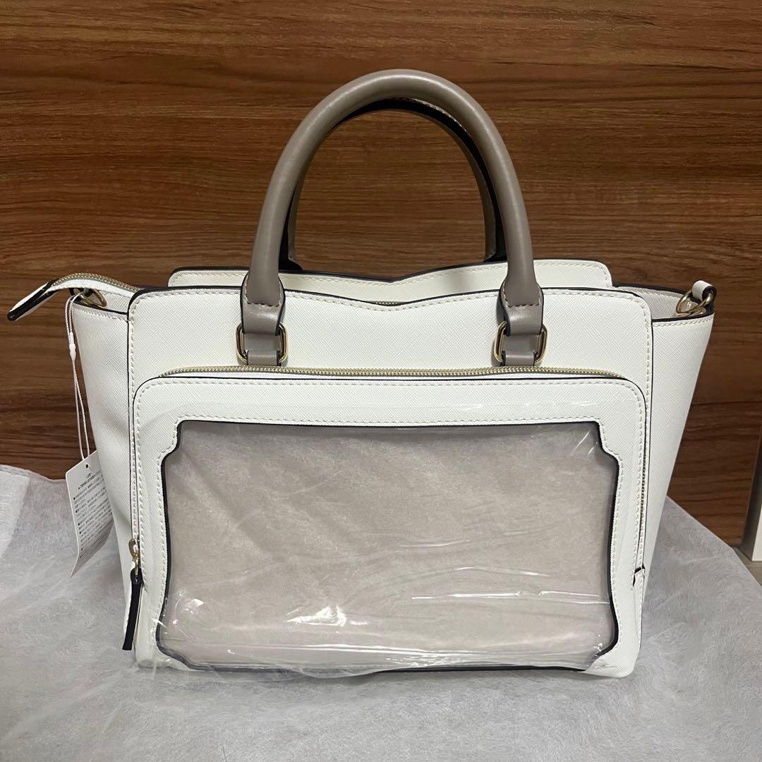 《推し事バッグ》クリアポケット付きハートビジュートートバッグ　アンドシュエット