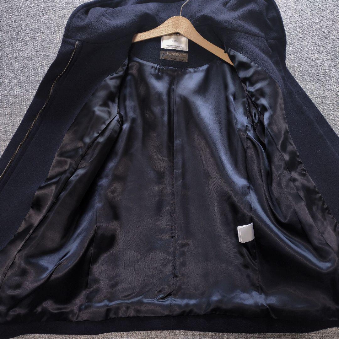 イネド　近年モデル　イタリア製生地　フーデットコート　美シルエット　ミドル丈