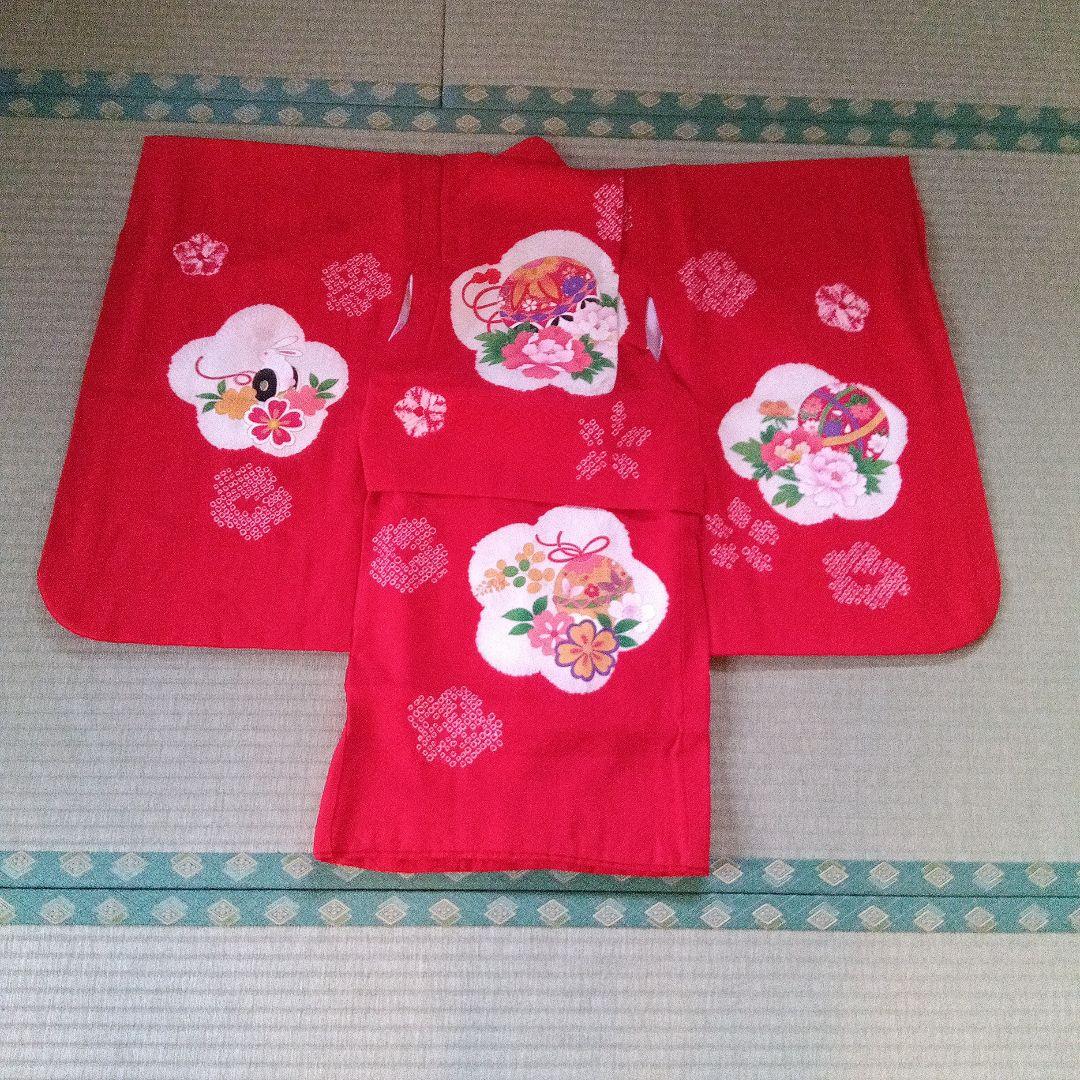 七五三 ３歳 赤被布着