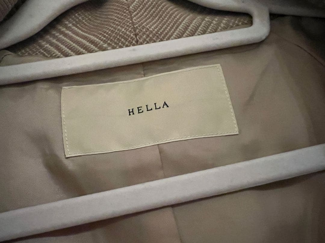 【Hella】tweed long coat ツイードロングコート ベージュ
