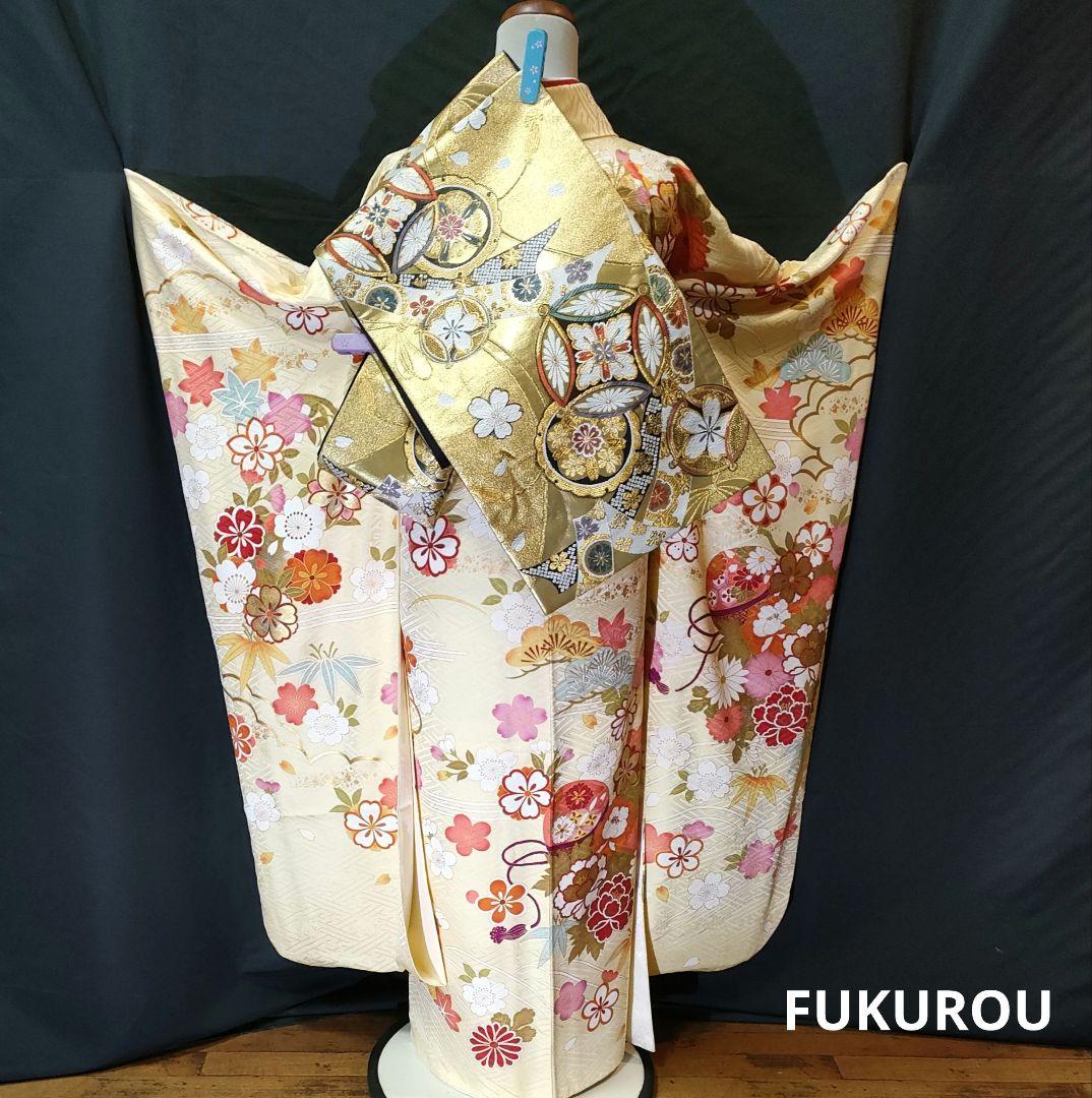 【特価】本振袖　人気色　地紋入　古典柄