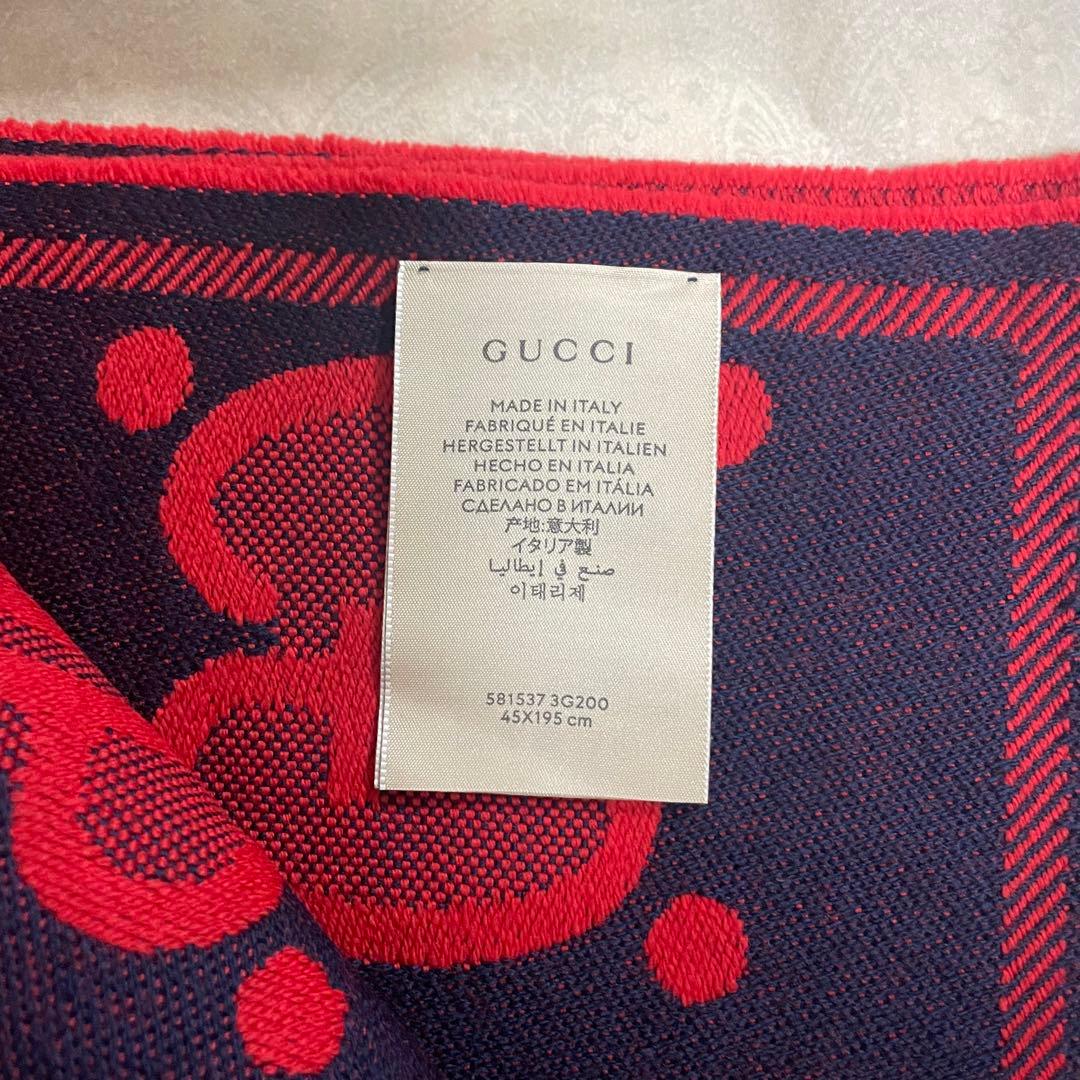 GUCCI GGロゴ マフラー ストール 大判 赤