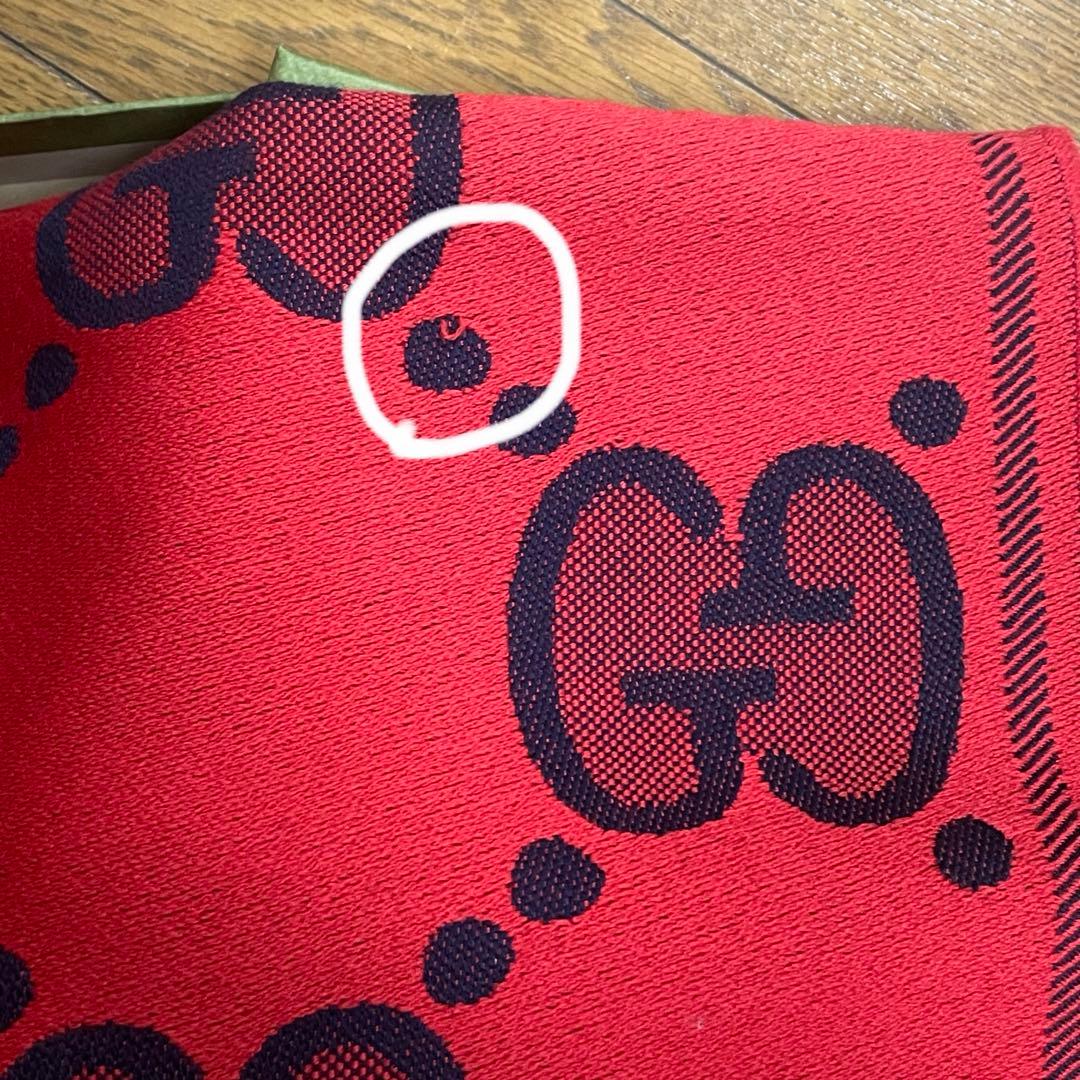 GUCCI GGロゴ マフラー ストール 大判 赤