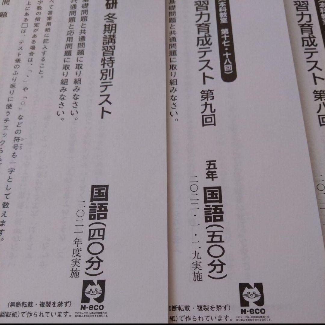 日能研　5年　学習力育成テスト　第一回〜第九回　冬期講習特別テスト　計10回分