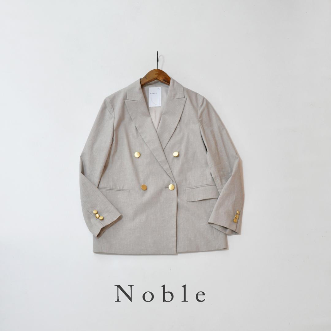 美品 25ss Noble 麻ストレッチピークドラペルダブルジャケット