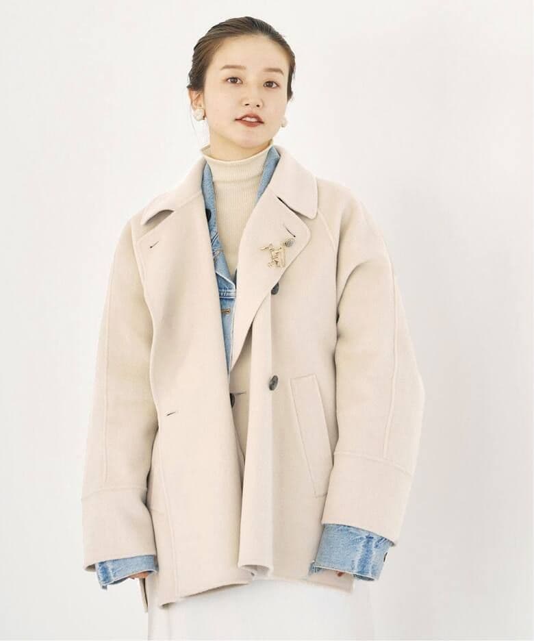 美品✨IENA スーパー160ダブルフェイス ショートコート ベージュ　36