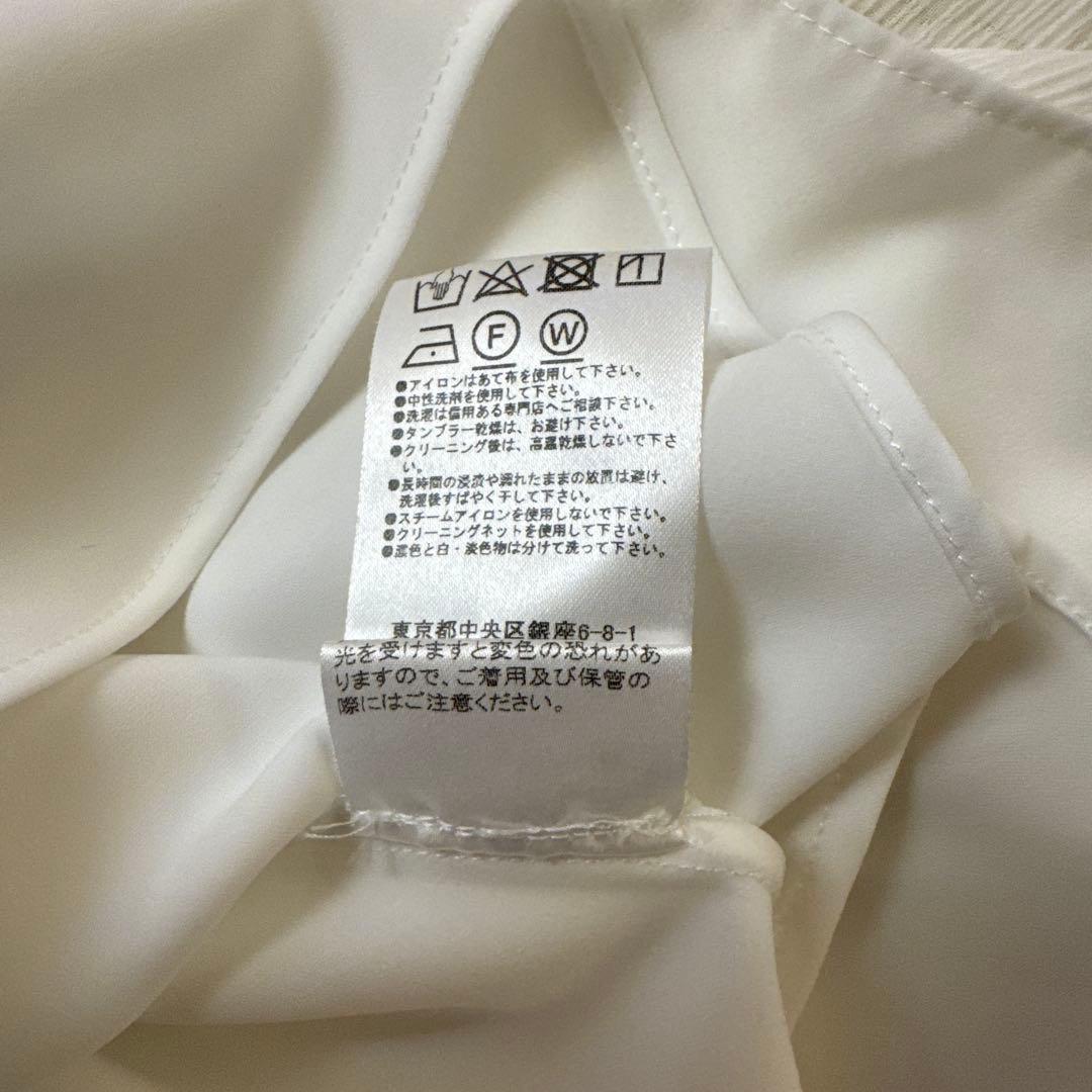 ADEAMホワイトシフォンフリルロングワンピース0