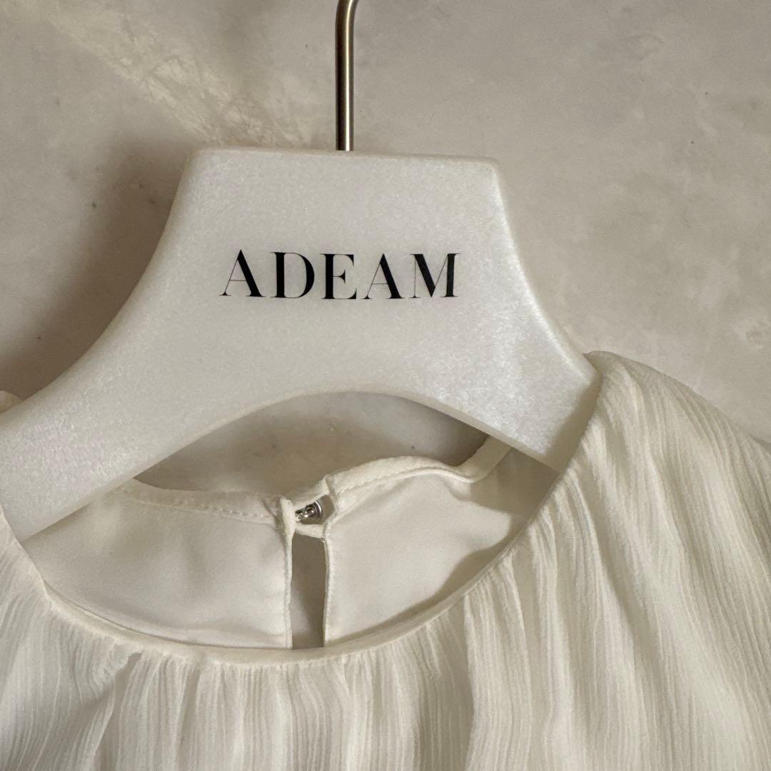 ADEAMホワイトシフォンフリルロングワンピース0