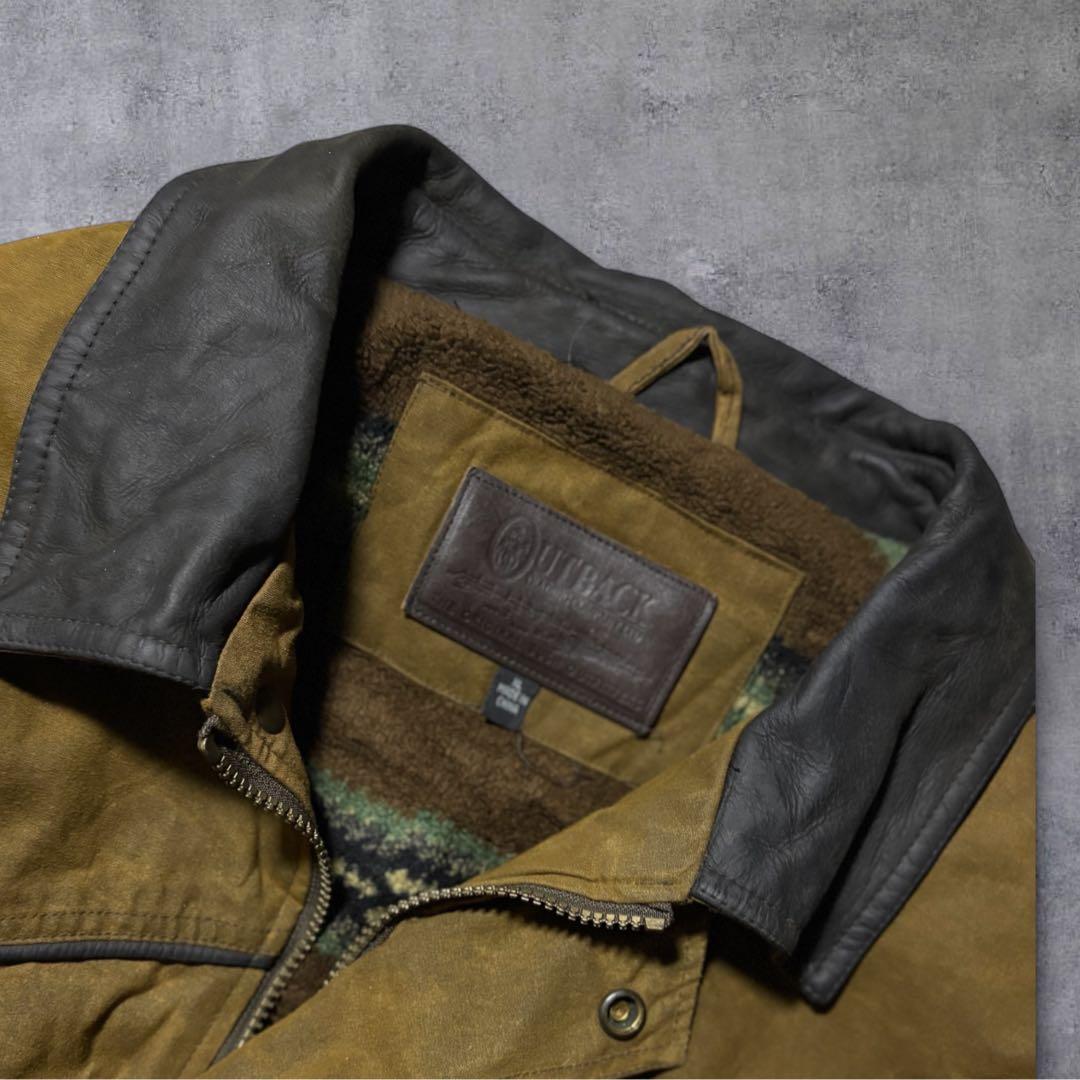 00sOUTBACK T オイルドジャケット襟レザー XL