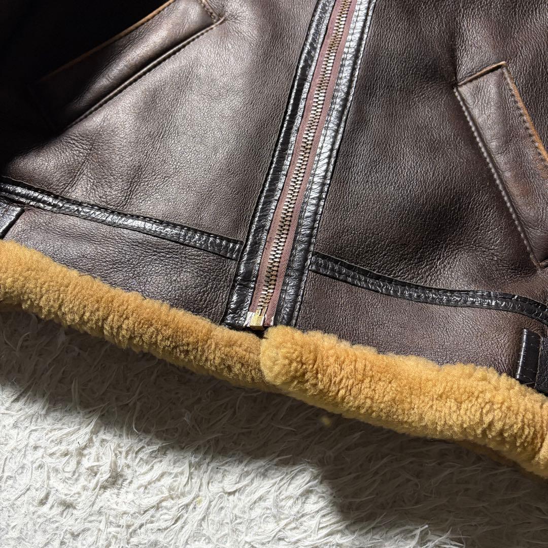 【雰囲気抜群】フライトジャケット　B-3 羊革　ムートン　ブラウン